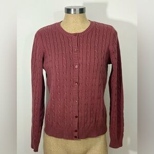 Eddie Bauer Women's Cable Knit Cardigan Button Up Sweater In Mauve Color Size S